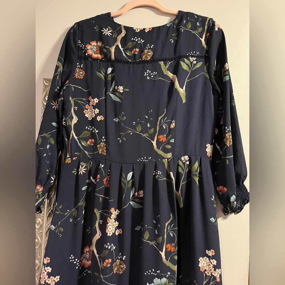 Nanette Lepore Navy Floral Long Sleeve Dress - Picture 7 of 7